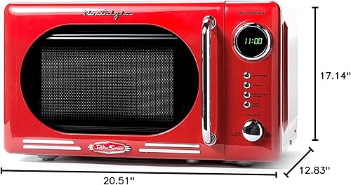 Miniatura 8 de Nostalgia Horno microondas retro compacto para encimera, 0.7 pies cúbicos, 700 vatios con pantalla digital LED, bloqueo para niños, interior fácil