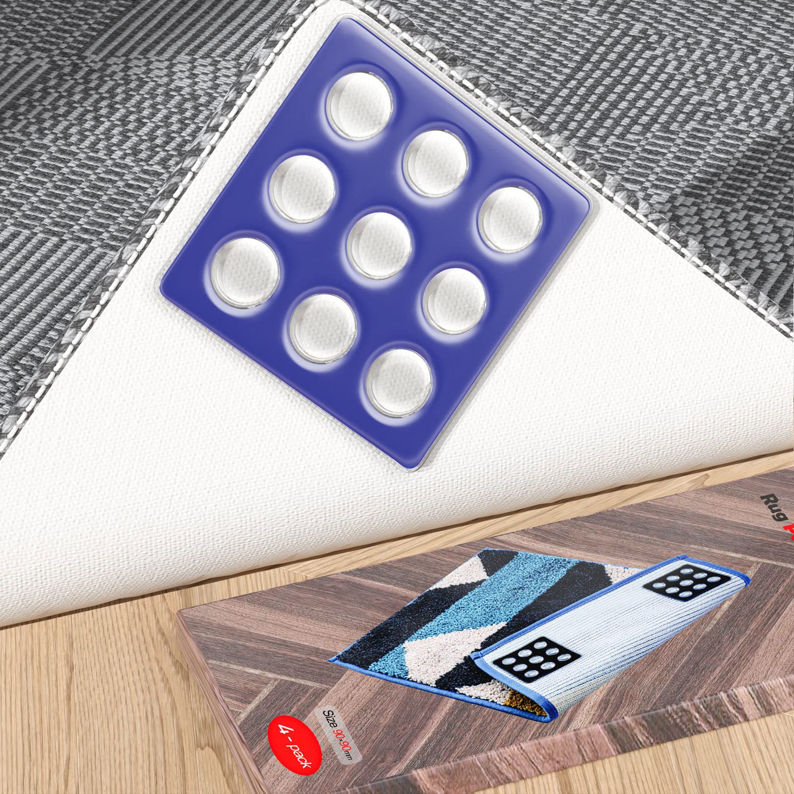 Sellemer Rug Tape 4 Packs （Blue）