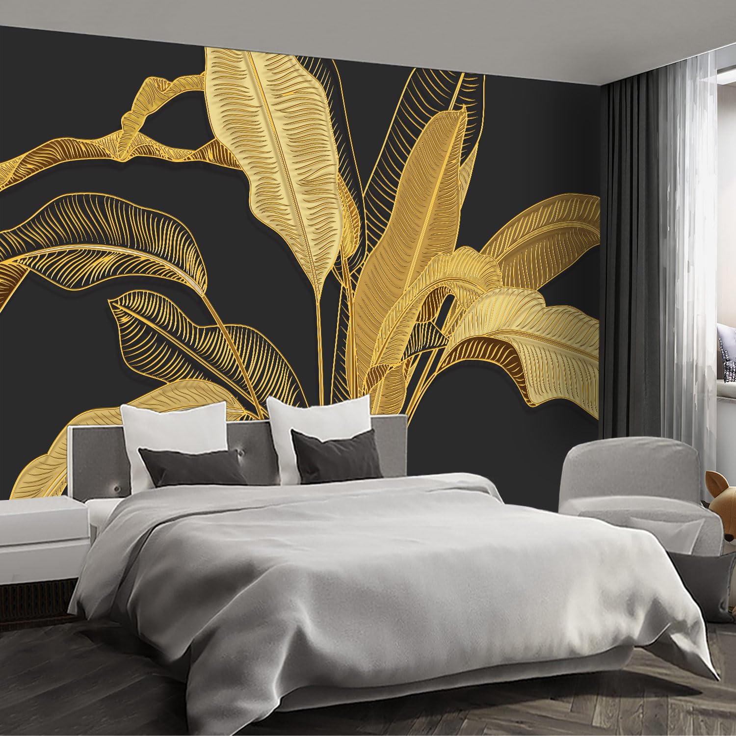 Fightal Gold Banana Leaf Peel and Stick Wall Murals