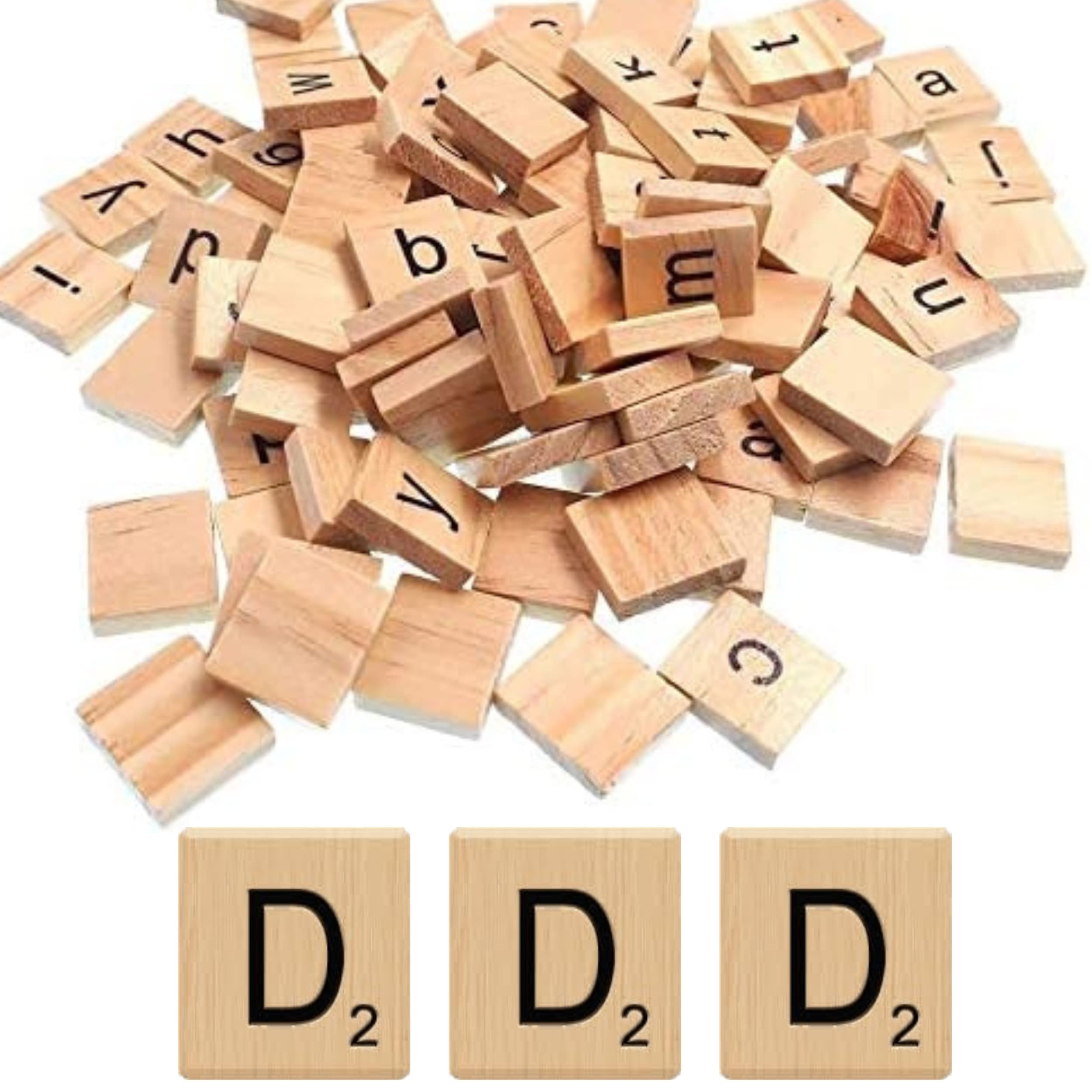 Glamified Pack of 50 - D Scrabble Tiles - Same Letters Bags -WOODEN SCRABBLE TILES BLACK LETTERS NUMBERS FOR CRAFTS WOOD ALPHABETS (Letter D, Pack of 50 Tiles)