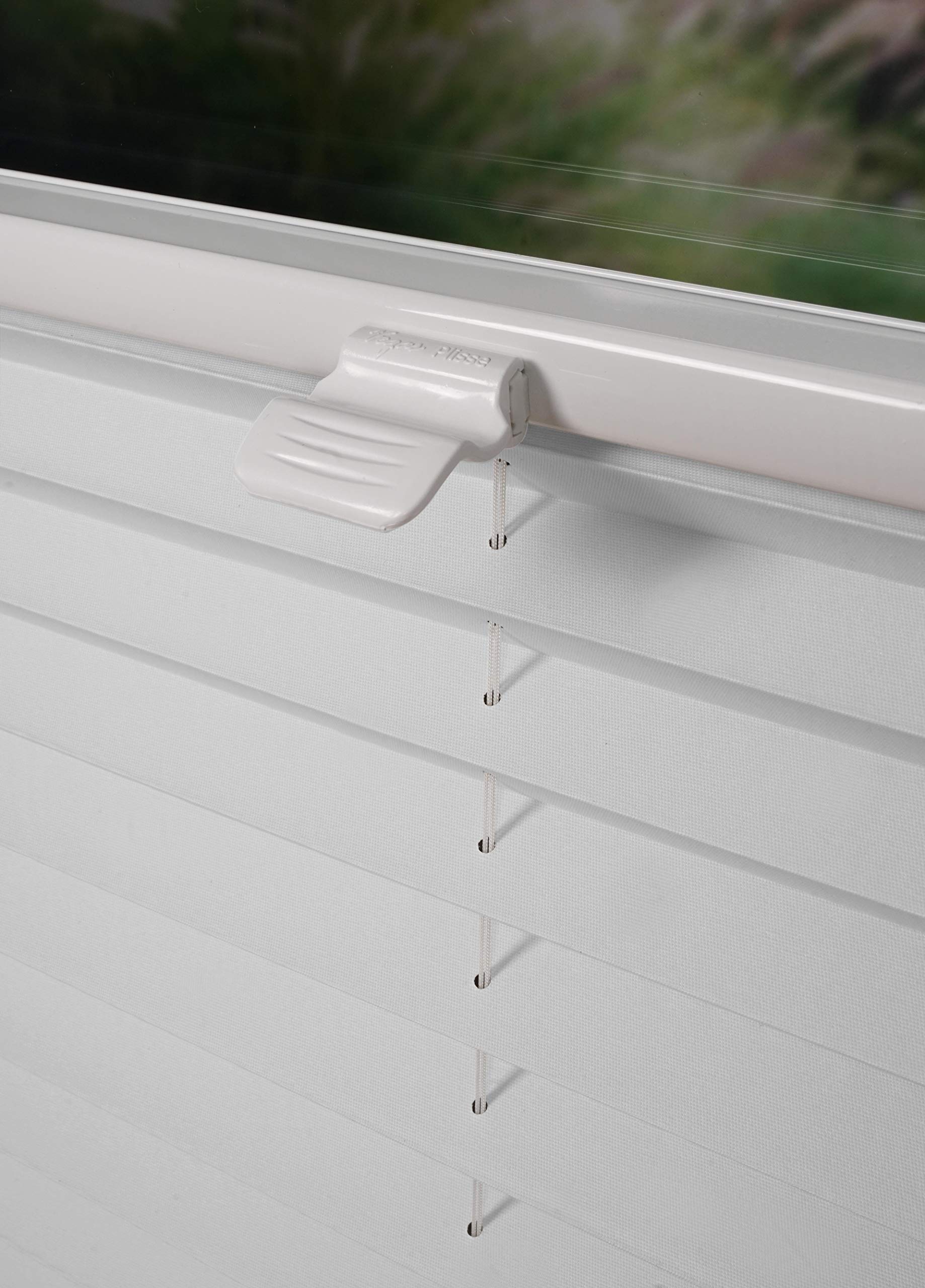 Plissee nach Maß Thermo für Fenster innen Montage in Glasleiste mit Spannschuh Sonnenschutz-Rollo Lichtschutz Blickdicht leichte Verdunkelung Weiß B: 51-60 cm, H: 40-100 cm