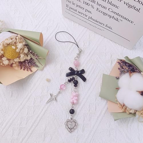 Miniatura 14 de 1-4 dijes estéticos para teléfono celular Y2K, correa de fresa, mariposa, estrella, accesorios Y2K para bolsa, llavero, Airpods, cámara, colgantes