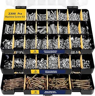 2300 Pieces Hardware Assortment Kit - Metric & SAE Machine Screw Assortment Kit with Assorted Nuts, Bolts, and Washers (3 Trays)