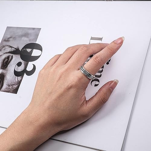 Miniatura 3 de MILACOLATO Anillo de plata de ley 925 para mujeres y hombres, chapado en platino, anillo de plata de ley para la ansiedad, anillo de cruz de flor,