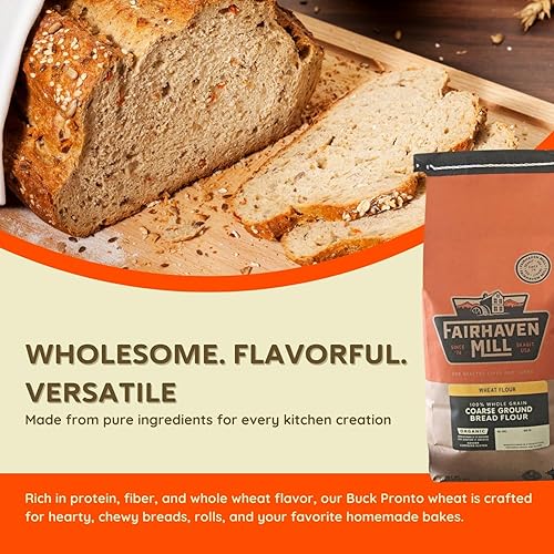 Miniatura 3 de Fairhaven Mill Harina de pan integral 100% orgánica, 25 libras, harina de trigo molido grueso con alto contenido de proteínas, contiene gluten, 2501S