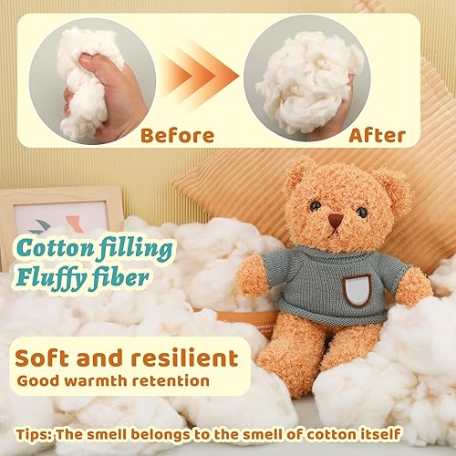 Miniatura 5 de ZXIIXZ Relleno de algodón de 0.44 libras, relleno de algodón natural para animales de ganchillo de peluche, relleno de fibra suave de primera