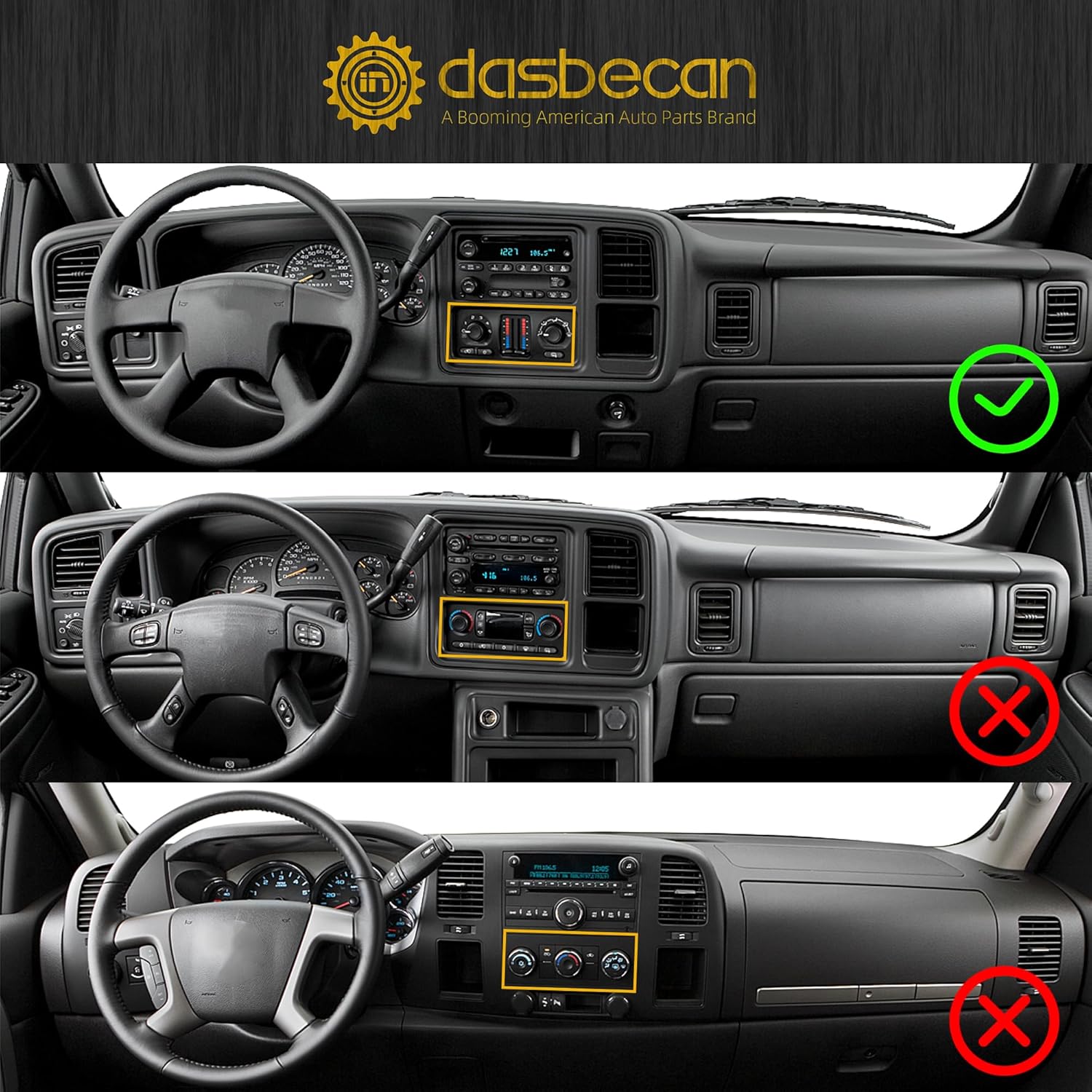 Dasbecan 599-210XD AC Control Panel Compatible with 2003-2007 Chevy Silverado Tahoe Trailblazer Avalanche/GMC Sierra Yukon/Buick Envoy/Cadillac Escalade Climate Control Module