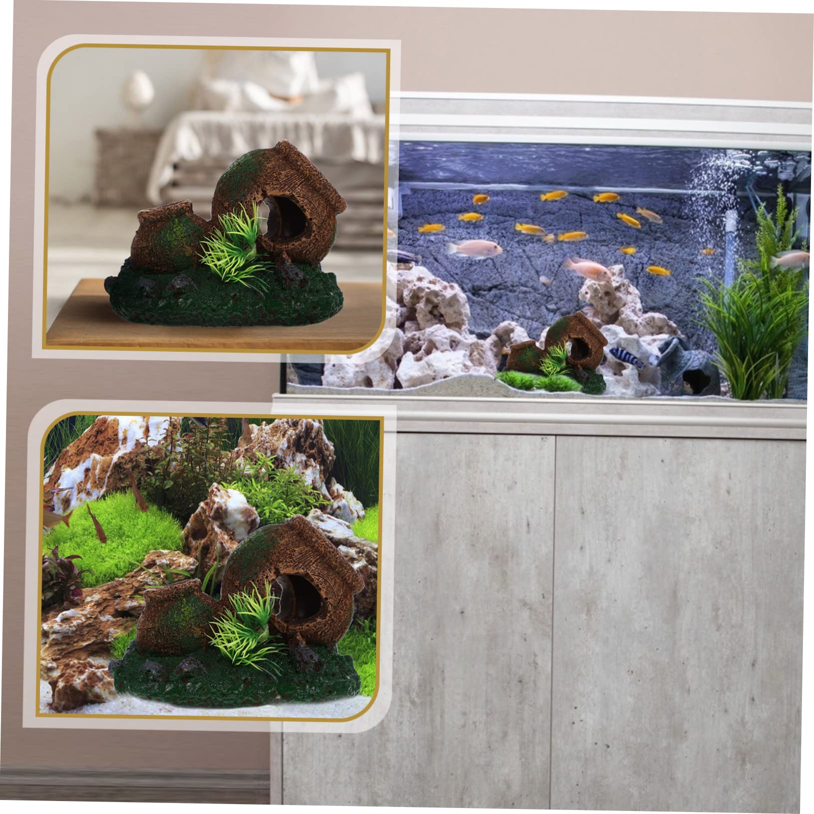 YARNOW 5 Pièces Maison D'élevage De Crevettes Grand Décor D'aquarium Se Cache Cacher Poisson Grotte De L'aquarium Cachettes Refuges Cachette De Décorations D’Aquarium Enceinte Résine