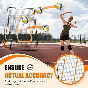 Volleyball Rebounder Net-Portable 7x4 ft Training Equipment for Spike and Smash Practice5 Rebound Angles Custom Target Area for Volleyball Sports Training
