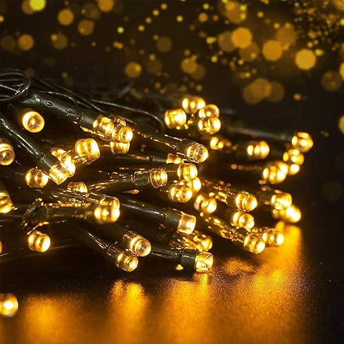 Miniatura 2 de woohaha Paquete de 2 tiras de luces solares de 100 LED, 39 pies, 8 modos, luces solares de Navidad impermeables para jardines, bodas, fiestas,