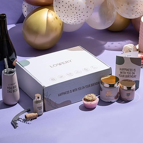 Miniatura 8 de Regalos de cumpleaños para mujeres, vaso de vino, regalos de feliz cumpleaños para ella, regalos para mamá, caja de regalo de spa relajante, cesta