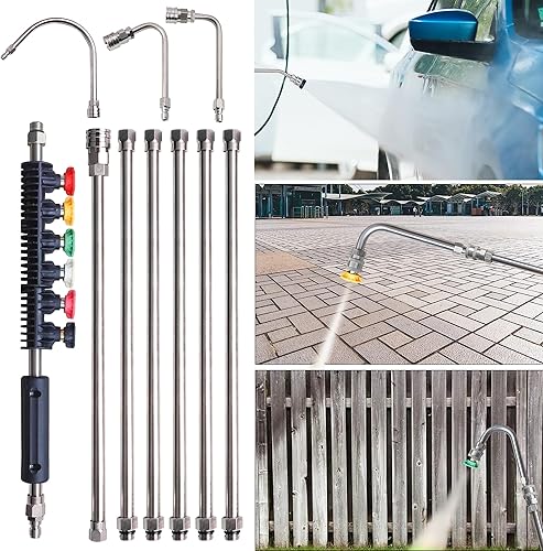 Miniatura 4 de Xiny Tool Pressure Washer Extension Wand, 10 Pack Power Washer Lance with 6 Atomization Nozzle Tips,1 Gutter Cleaner Attachment Curved Rod, 1/4"