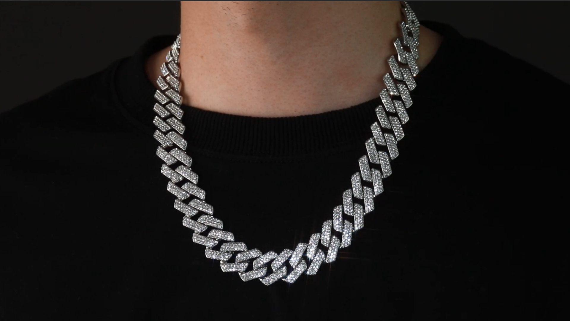 JINAO 20MM Cuban Link Chain Mens Iced Out Miami Cuban Necklace 14K