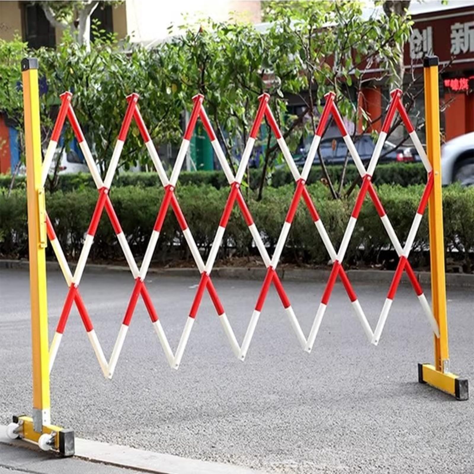 Barrière De Signalisation Mobile Extensible, Barrière De Stationnement Mobile Extensible En Métal, Barrière Portable Et Rétractable Pour La Gestion Du Trafic Sur Les Chantiers, Rouge, 1,2 X 2,5 M
