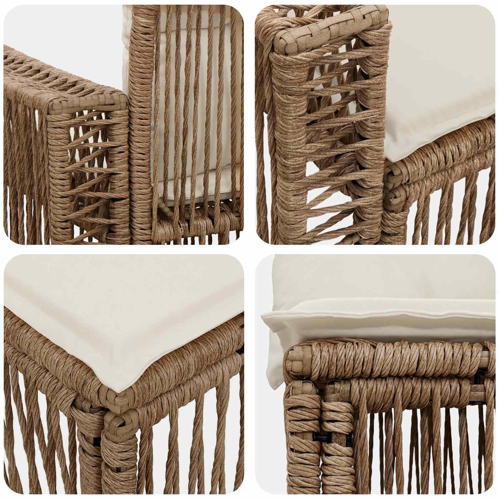 Gartensofa-Set 3-teilig Beige und Cremeweiß Poly-Rattan mit pulverbeschichtetem Stahlrahmen, wetterfestes Outdoor Lounge Möbel für Terrasse Balkon und Garten