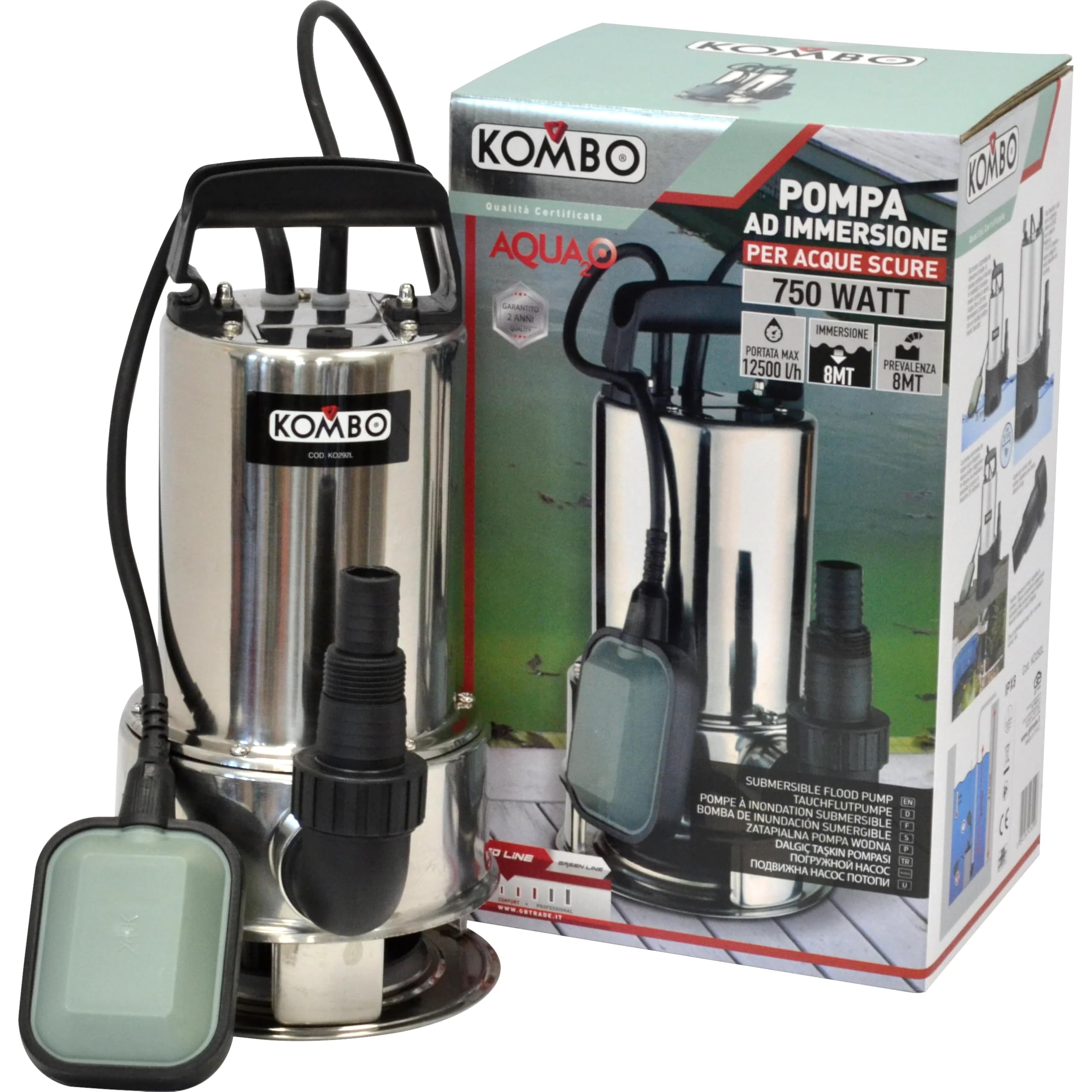 Pompa ad Immersione per Acque Scure in Acciaio Inox 750W