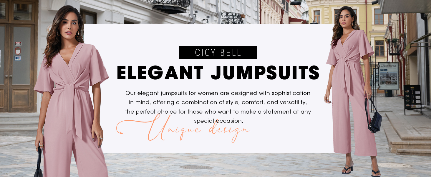 Amazon.com: Cicy Bell Women's Elegant V Neck Jumpsuits Dressy