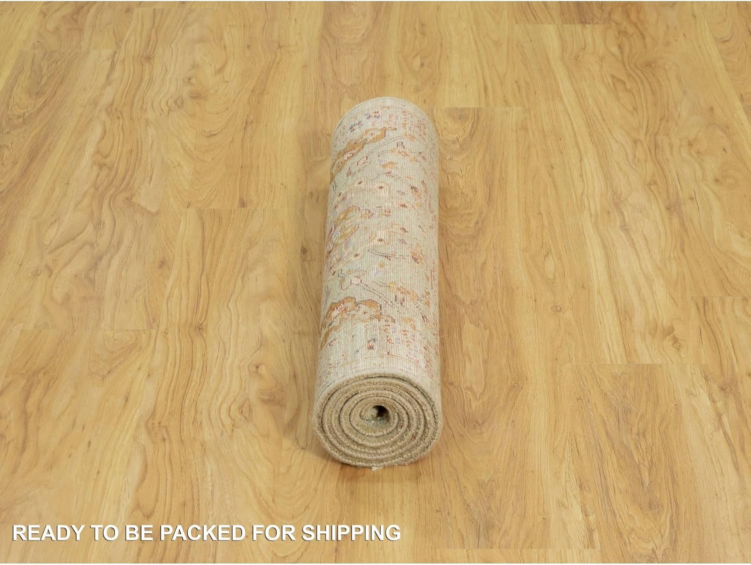 Beige The Sunset Rosettes Hand Knotted Soft to Touch Wool and Pure Silk Runner Rug (2'8"x6')