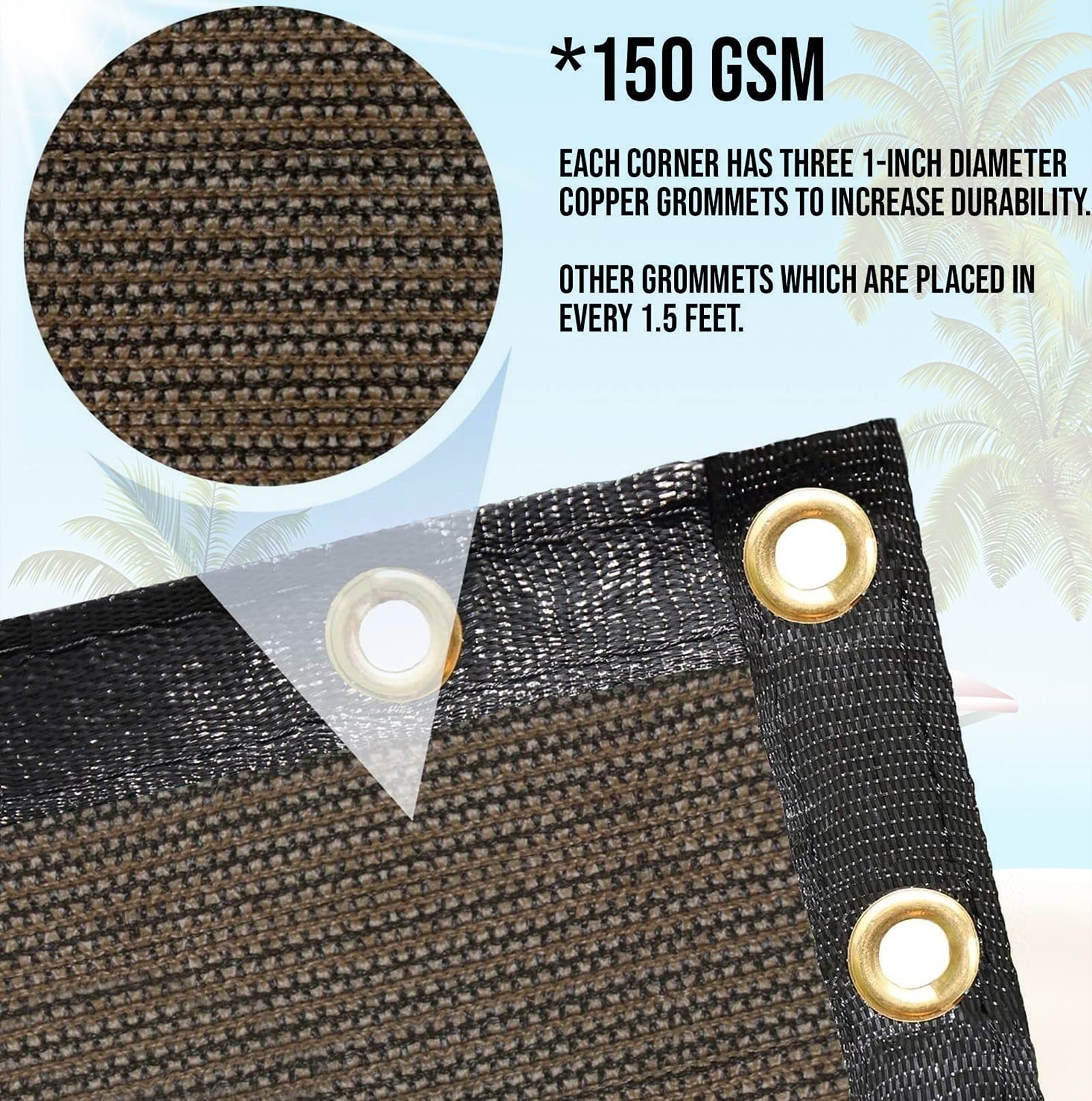 Brise-Vue de Clôture Marron, Protection Contre Les UV, Écrans et Panneaux de Protection de la Vie Privée pour Terrasse, Jardin, Piscine, Patio, Bordure avec Boutonnière