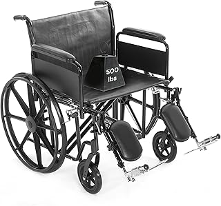 Heavy Duty Bariatric Wheelchair for Adults - Removable Full Arms and Elevated Leg Rests - 500lb Capacity - 24" Seat Width - Adjustable Height, Foldable - K7