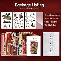 Vista 46 de CUTEBEE Kit de Rincón de Libros, Kit de Casa en Miniatura DIY Booknook, Casa Pequeña, Rompecabezas de Madera 3D, Kit de Casa de Muñecas para Adultos