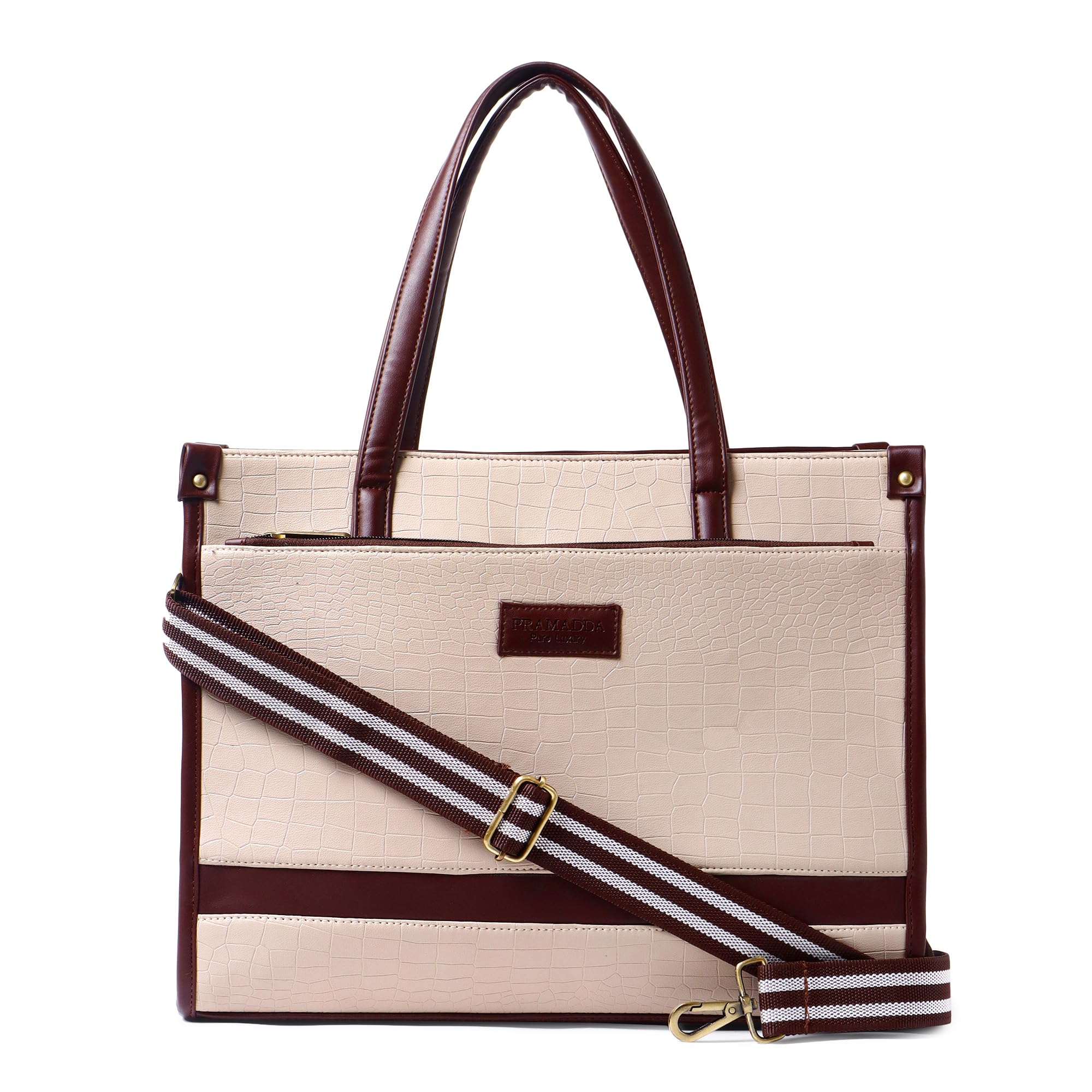 pramadda pure luxury Pramadaa Pure Luxury Classic Madona Work Tote bags for women office use | hand bags for women's stylish | bags for women latest | Laptop Office Shoulder Handbag.-picture-18