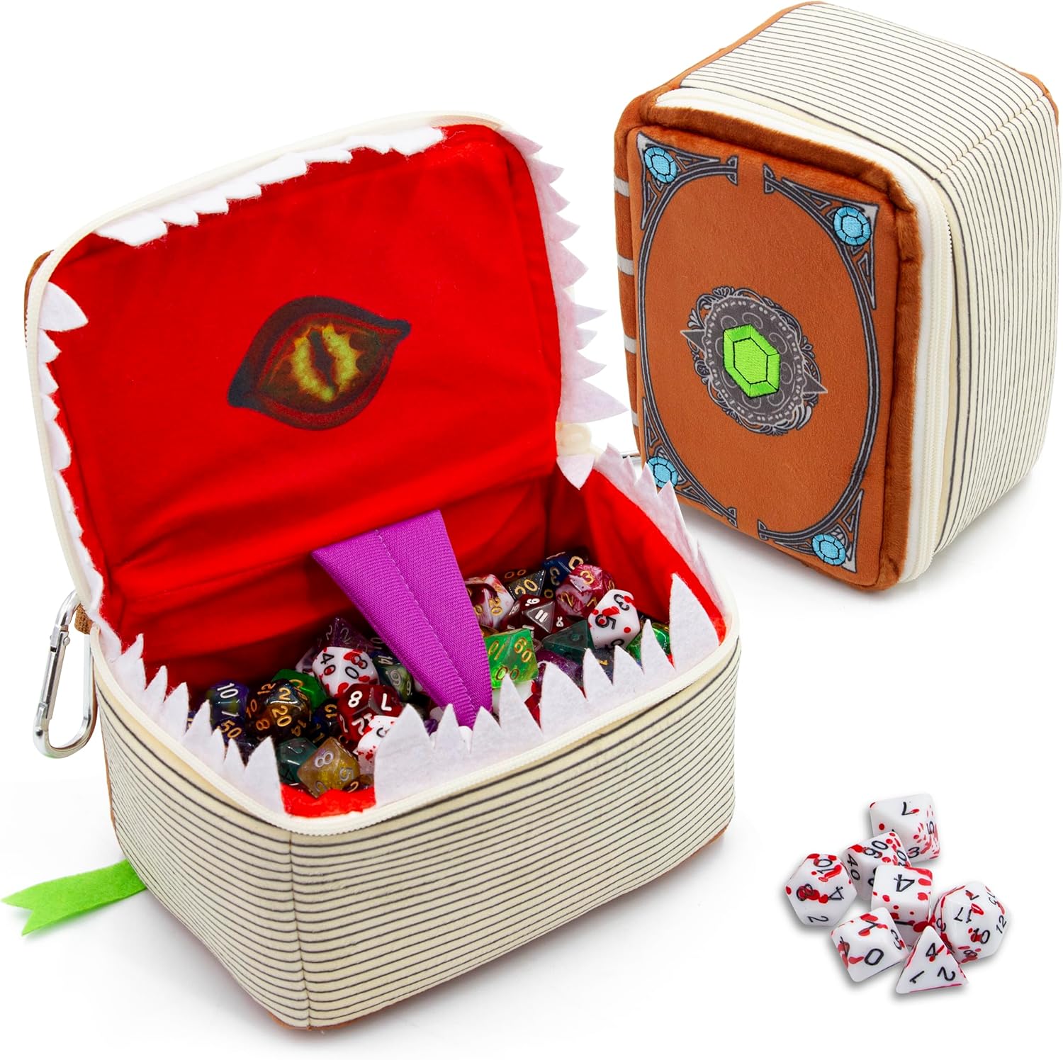 CASEMATIX Mimic Spell Book Dice Case with 7 Included RPG
