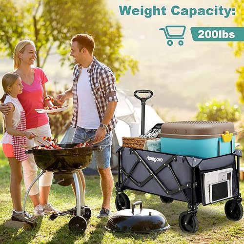 Miniatura 3 de Homgava Carrito plegable para playa, carrito de jardín resistente con ruedas todo terreno, carro de gran capacidad portátil para campamento, pesca,