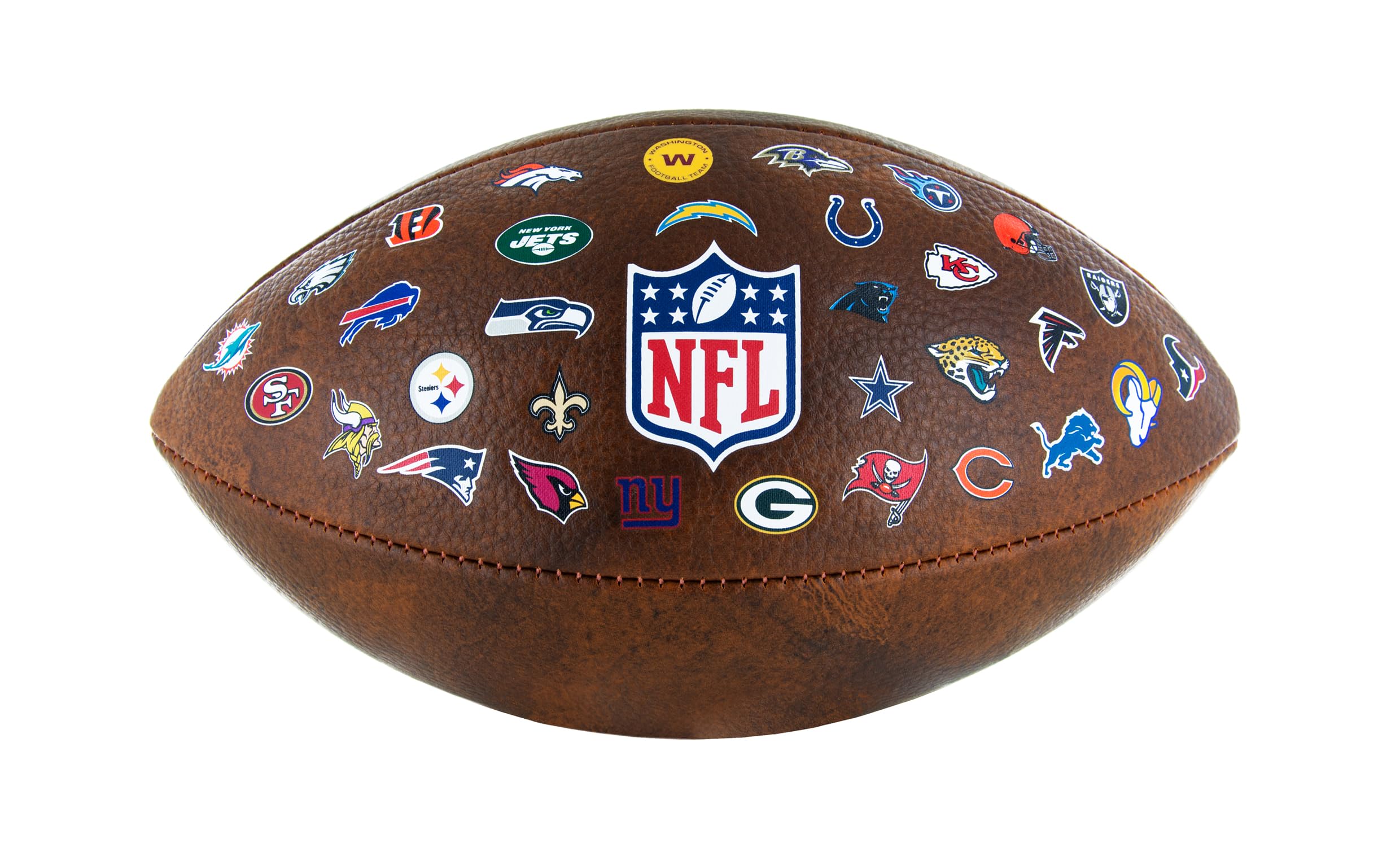 WILSON Football Junior NFL - 32 Logos d'équipe pour Les collectionneurs et Les Enfants - Similicuir