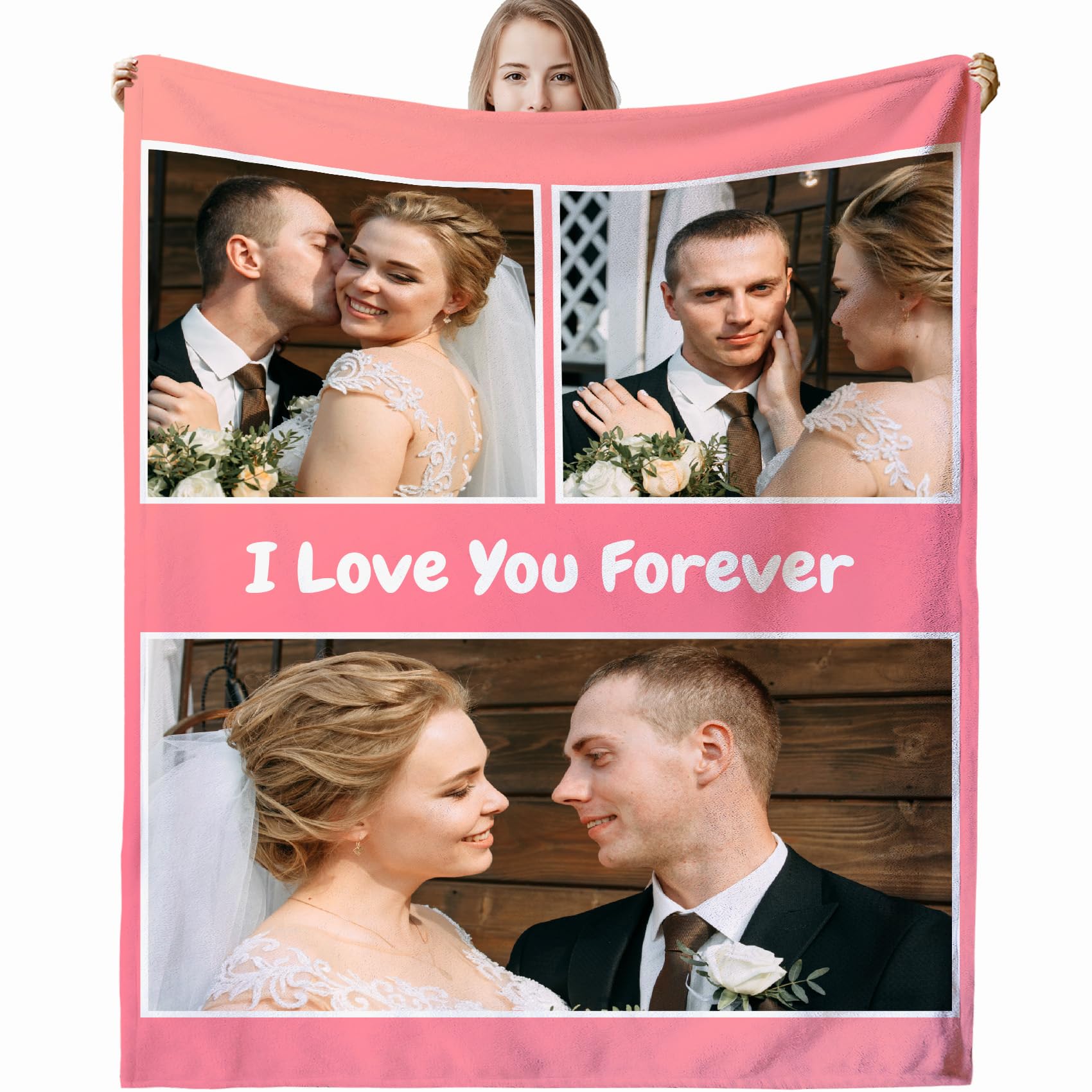 Personalised Blanket for Adults, Custom Photo Blanket Personalised for Adults Kids with Pictures Customized Gifts for Family Kids Pet Friends Birthday Mum, Dad, Boyfriend, Girlfriend