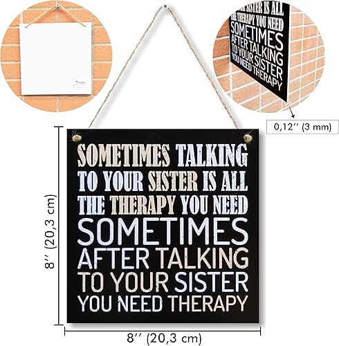 Miniatura 2 de CARISPIBET Sometimes talking to your sister divertido letrero decorativo decoraciones saludables, regalos novedosos, adornos colgantes de 8 x 8