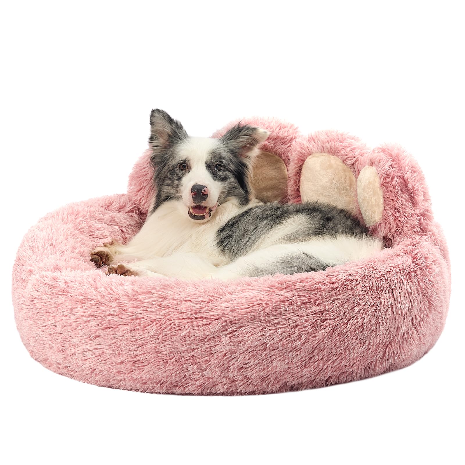 Jiupety Camas para Perros en Forma de Pata, Suave y Mullida Cama Gatos, 81 CM Cama Perros Medianos y Grande Lavable, CóModo y CáLida Cojin Perro, Dog Bed, Pink