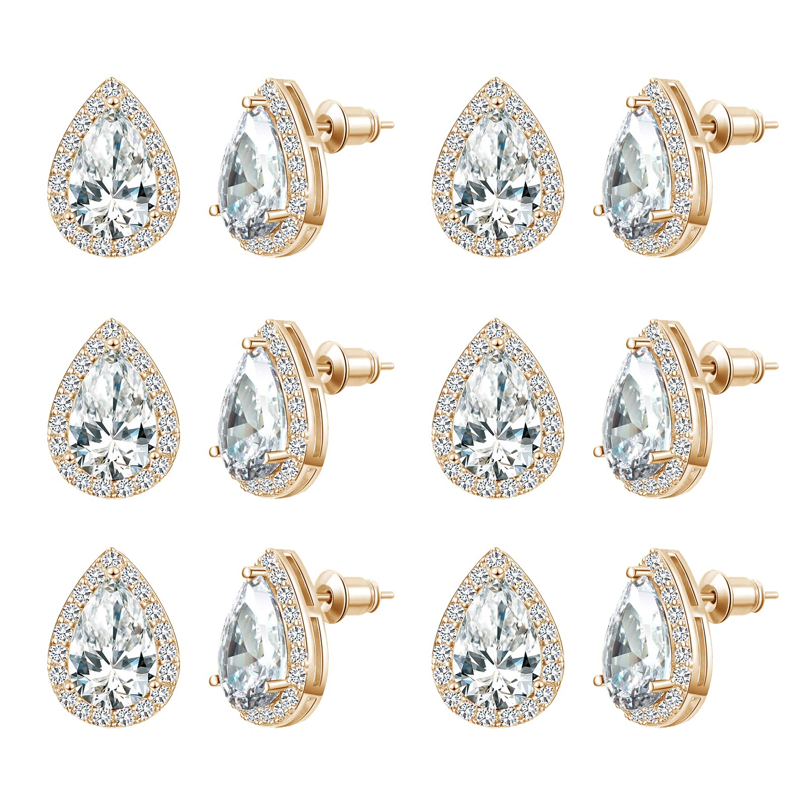 Bridesmaids Gift Set of 6 or 4 Stud Earrings Rose Gold Knot Bridesmaid Earring for Women I Couldn’t Tie a Knot Without You Wedding Proposal