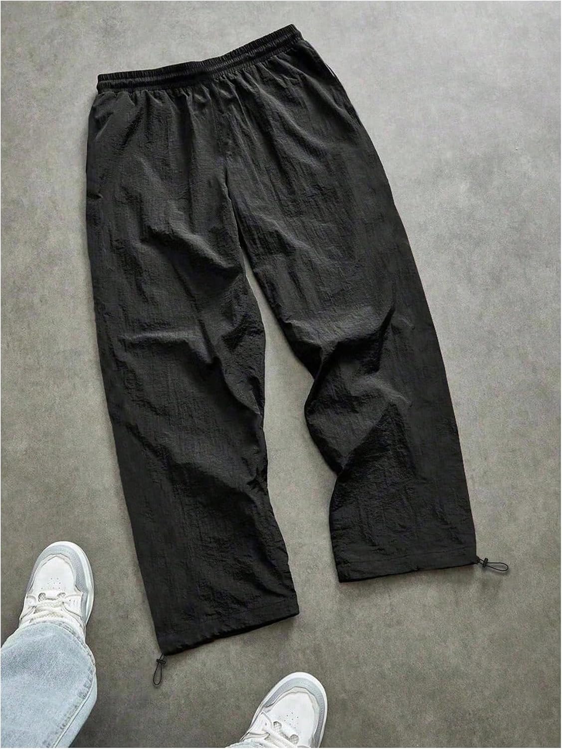 SHENHE Men's Baggy Parachute Pants Wide Leg Drawstring Lightweight Athletic Workout Joggers Track Pants