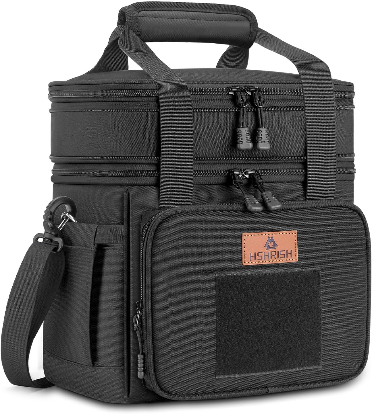 Xlarge Expandable Tactical Lunch Box for Adults, Durable Leakproof Insulated Lunch Cooler Bag for Men Work Office Outdoor Picnic Trips Camping, 36 Cans/22 L, Black