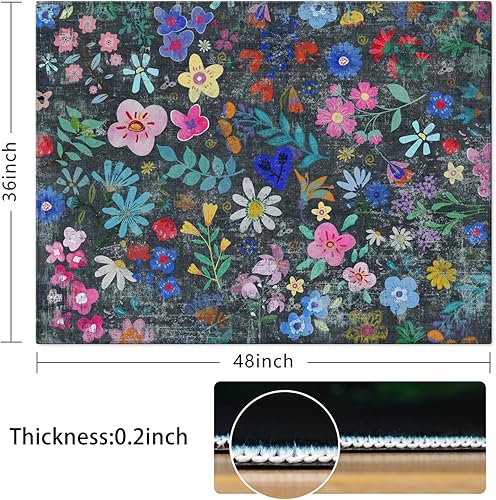 Vista 54 de Tapete para silla de oficina para suelo de madera dura y azulejos, tapete bohemio floral de 36 x 48 pulgadas para silla de computadora de oficina