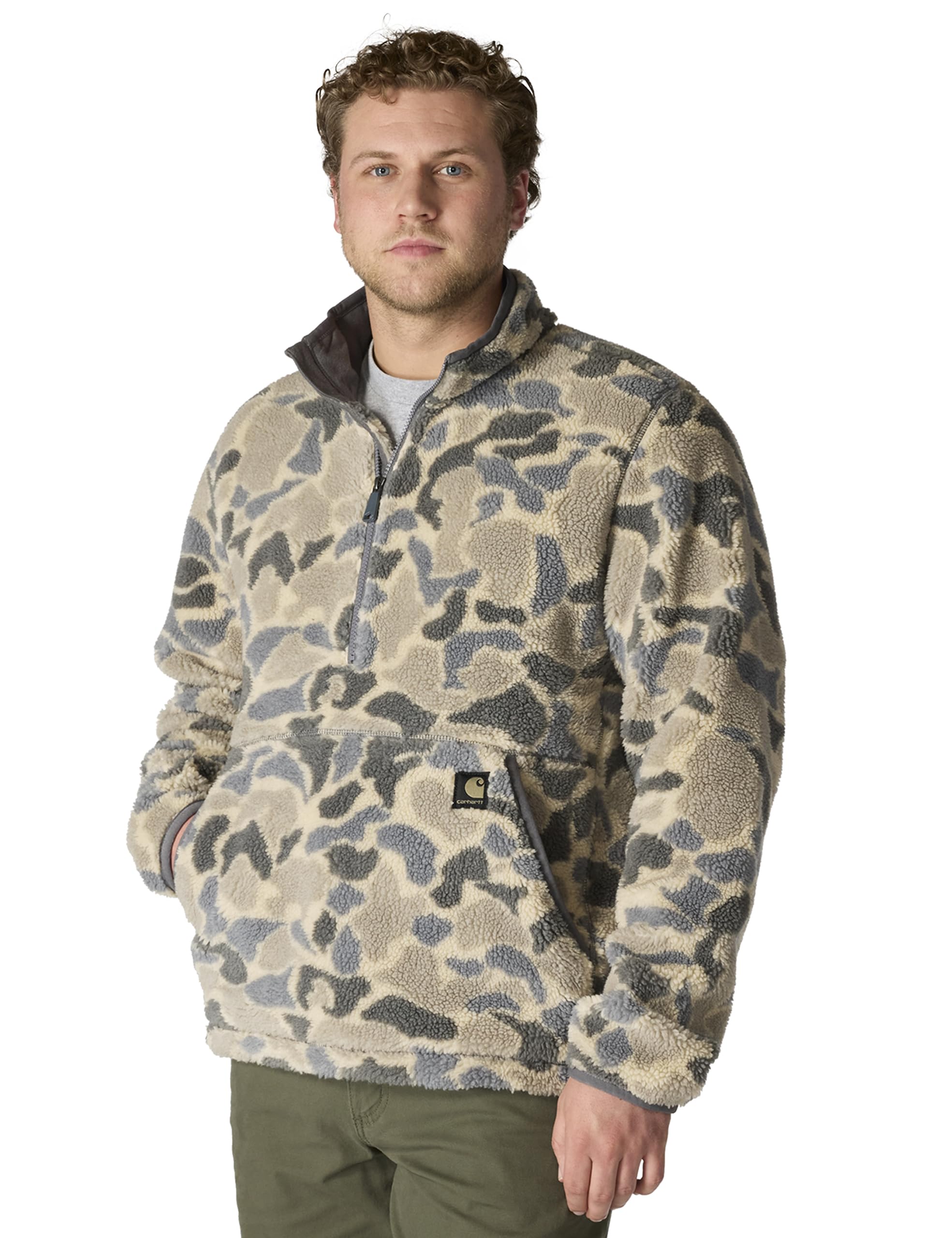 carhartt mens Loose Fit Fleece Pullover, Khaki Vintage Camo, Large Tall-picture-6