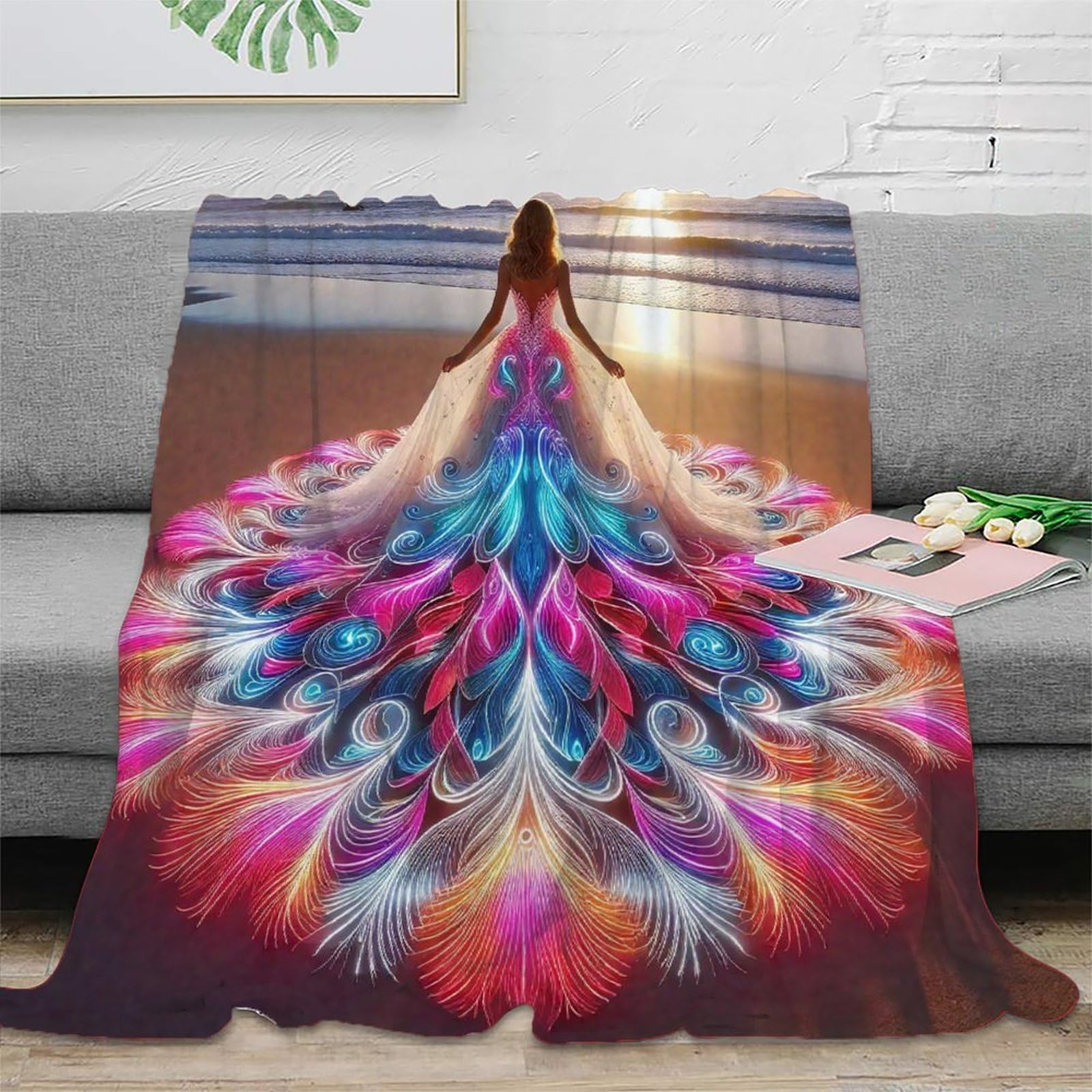 Couverture moelleuse imprimée 3D robe de beauté pour éliminer les nuits froides