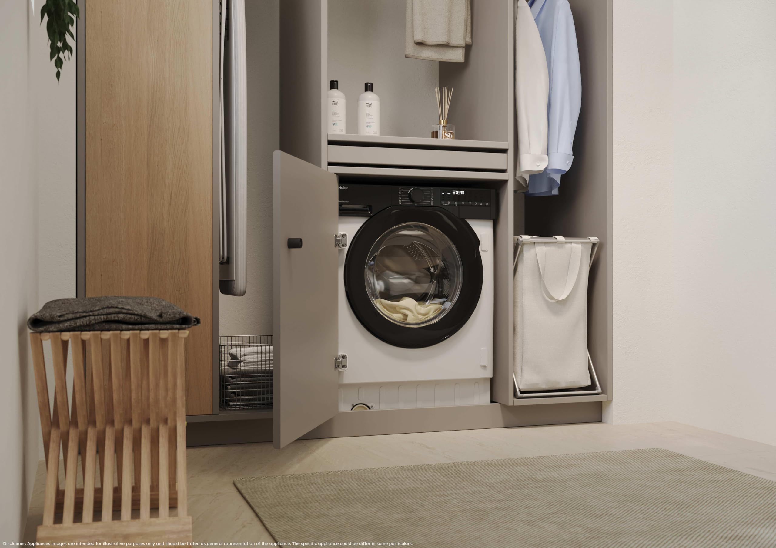 Haier Serie 6 BHA6SD696M6DB9-S Lavadora Secadora, Capacidad 9KG + 6KG, Motor Inverter, Wifi, Clase A-30%, Función vapor, Fin Diferido, Integración, 60cm ancho, 1600 RPM, 16 programas, Blanco