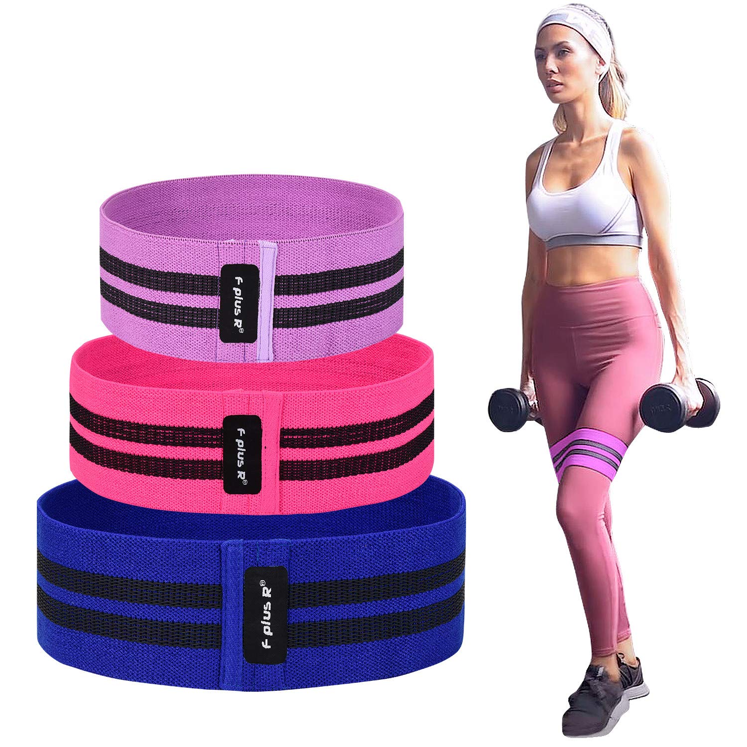 F plus R Men's Women's Yoga Resistance Loop Bands Exercise Bands Workout Bands for Hip Legs-3 Pack