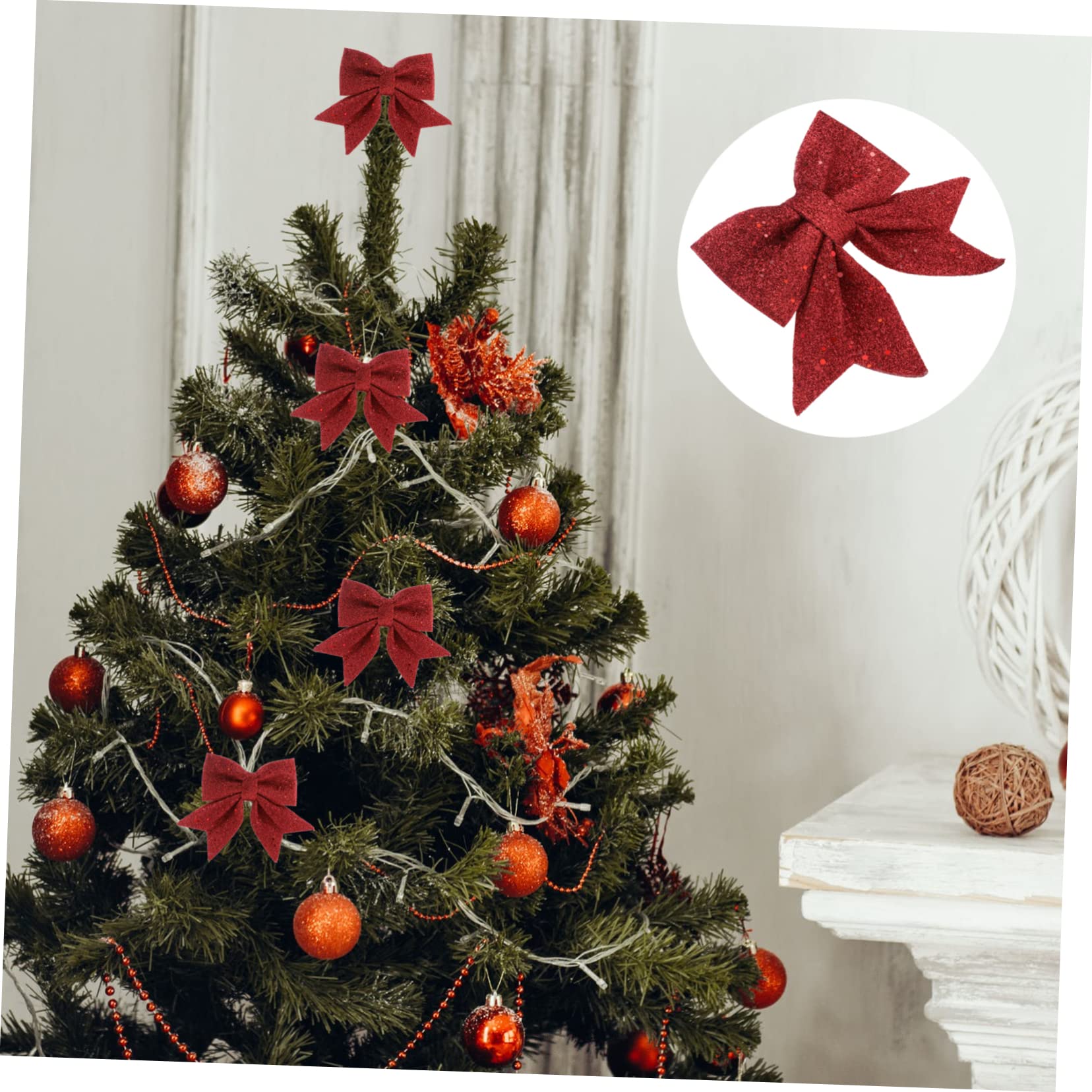4piezas Adornos Navideños De Lazo Dorado Brillo para Decoración De Árbol De Navidad Bow Decorativos para Fiestas y Celebraciones