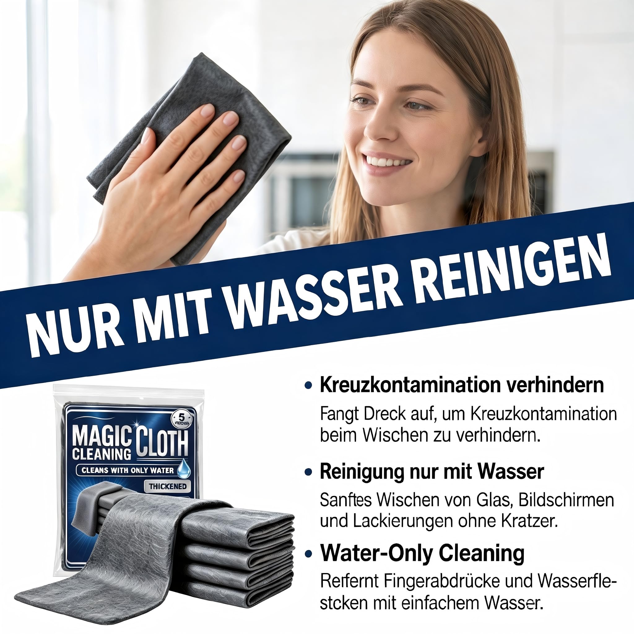 Mikrofaser Tücher 5er Set, Fensterputztuch, Auto Trockentuch, 30x20 cm (10PCS)