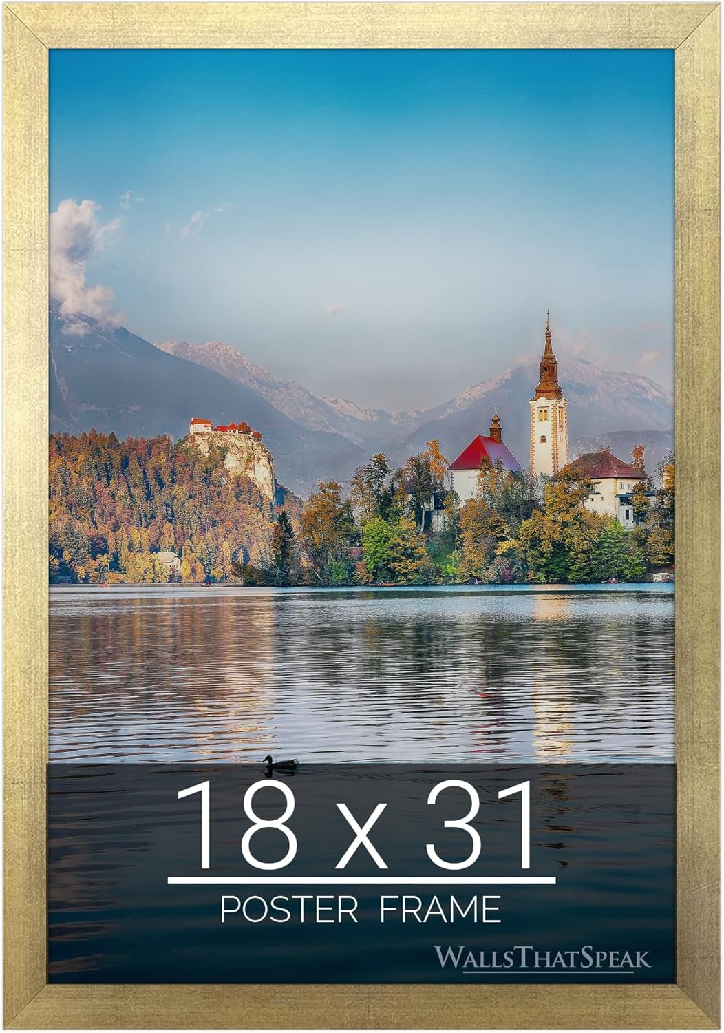wallsthatspeak 18x31 Gold Picture Frame for Puzzles Posters Photos or Artwork
