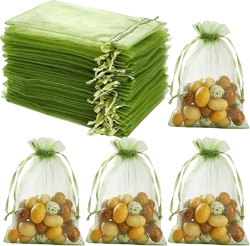Miniatura 47 de Hopttreely 100 bolsas de organza transparente de alta calidad, bolsas blancas para recuerdos de boda, 4 x 4.72 bolsas de regalo de joyería