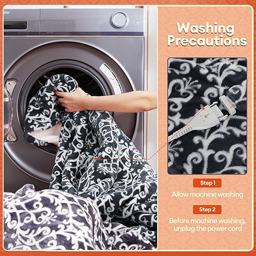 Miniatura 7 de MAXEVE Manta eléctrica de calentamiento rápido, funda suave de forro polar ártico individual con 6 niveles de calefacción y ajustes de apagado