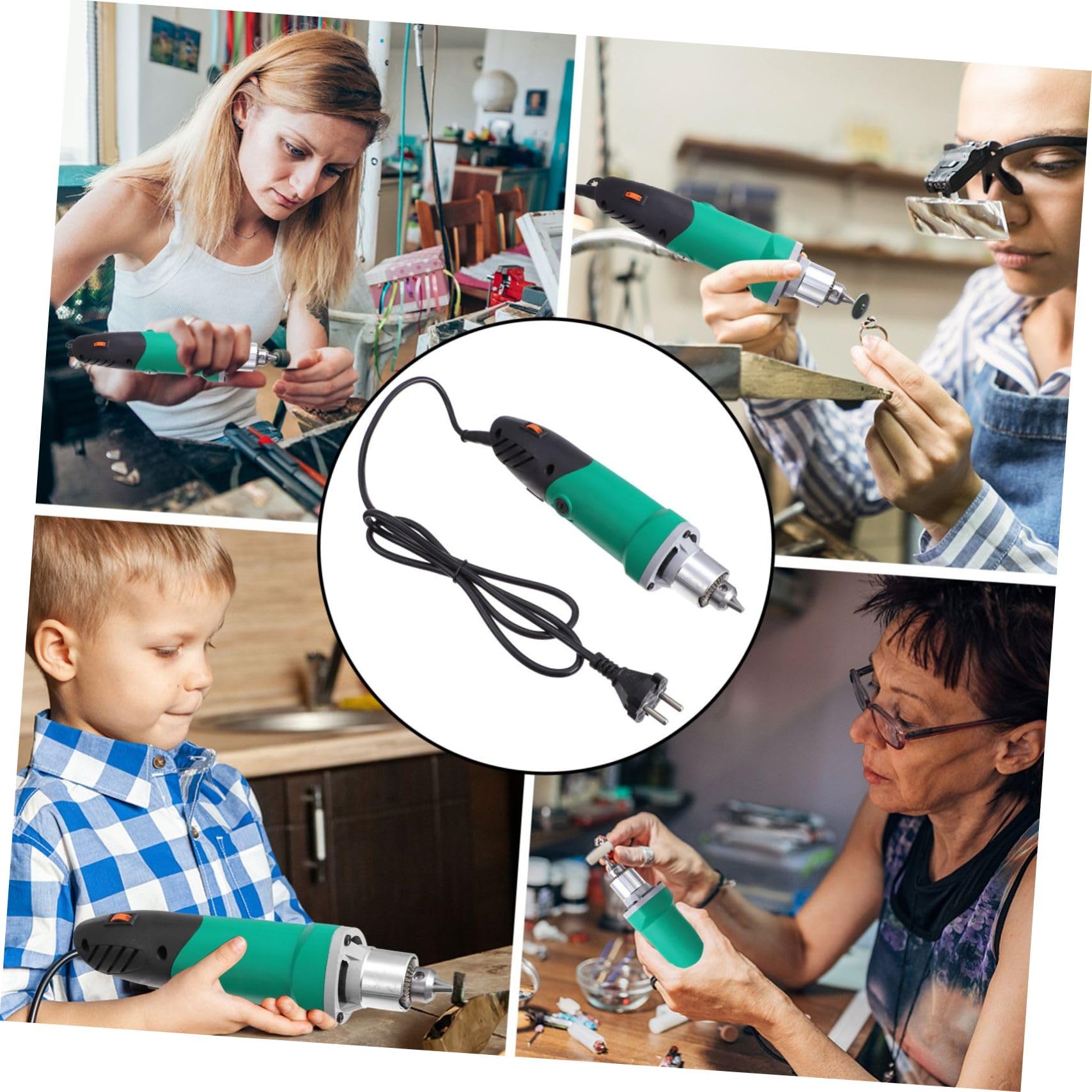 jojofuny Smerigliatrice Elettrica 6,5mm 500w ad Alta Velocità Mandrino di Precisione Regolabile a 6 Livelli per Incisione e Modellismo Struttura in Plastica e Metallo