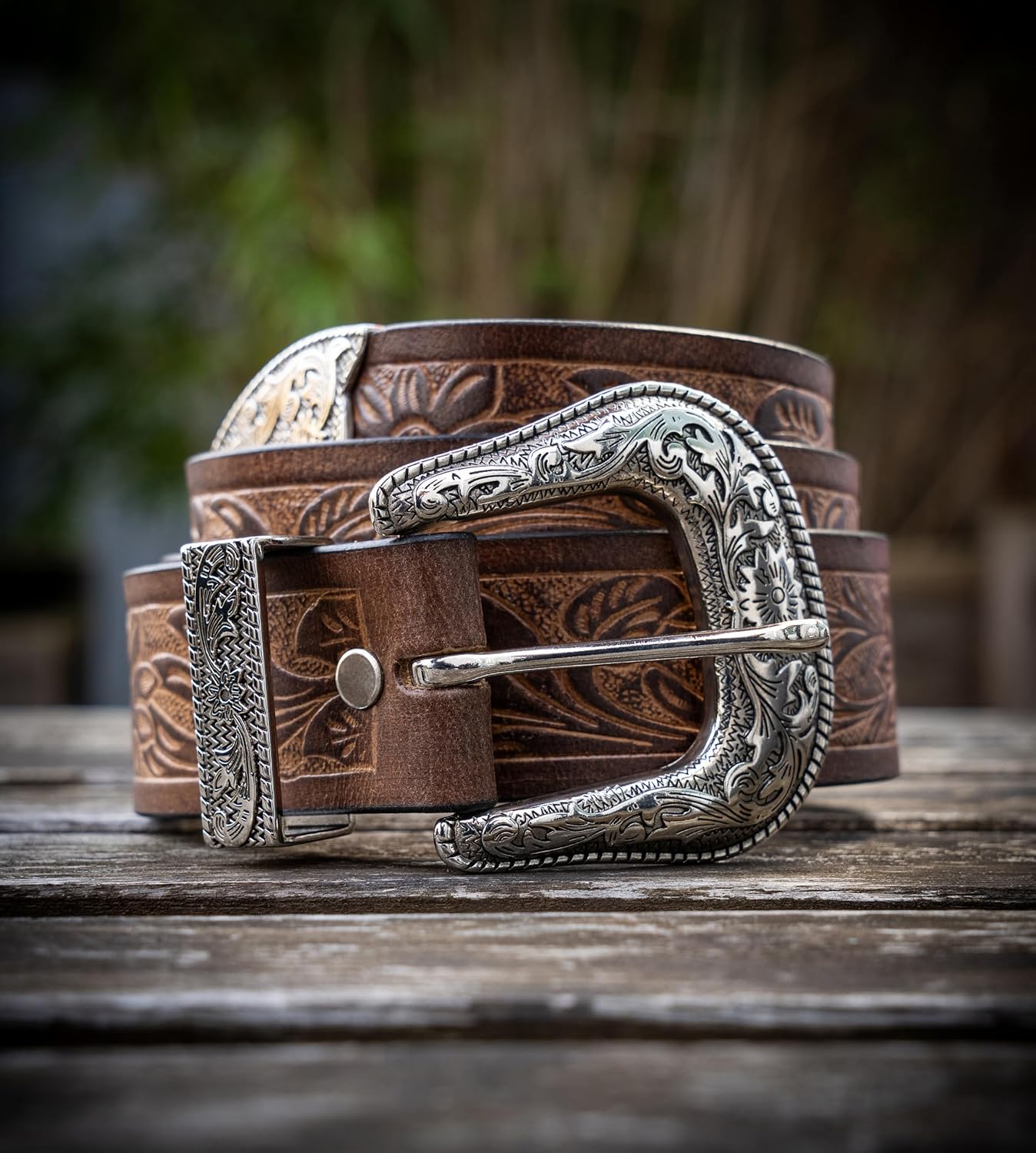 Angus Stoke western belt - Genuine buffalo leather - men's cowboy western & rodeo belt - hand-carved leather belt Jessy - Image 2