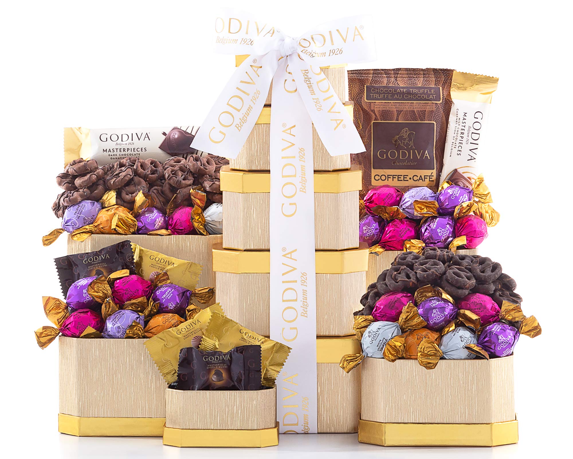 Godiva Milk, Dark and White Chocolate Tower by Wine Country Gift Baskets