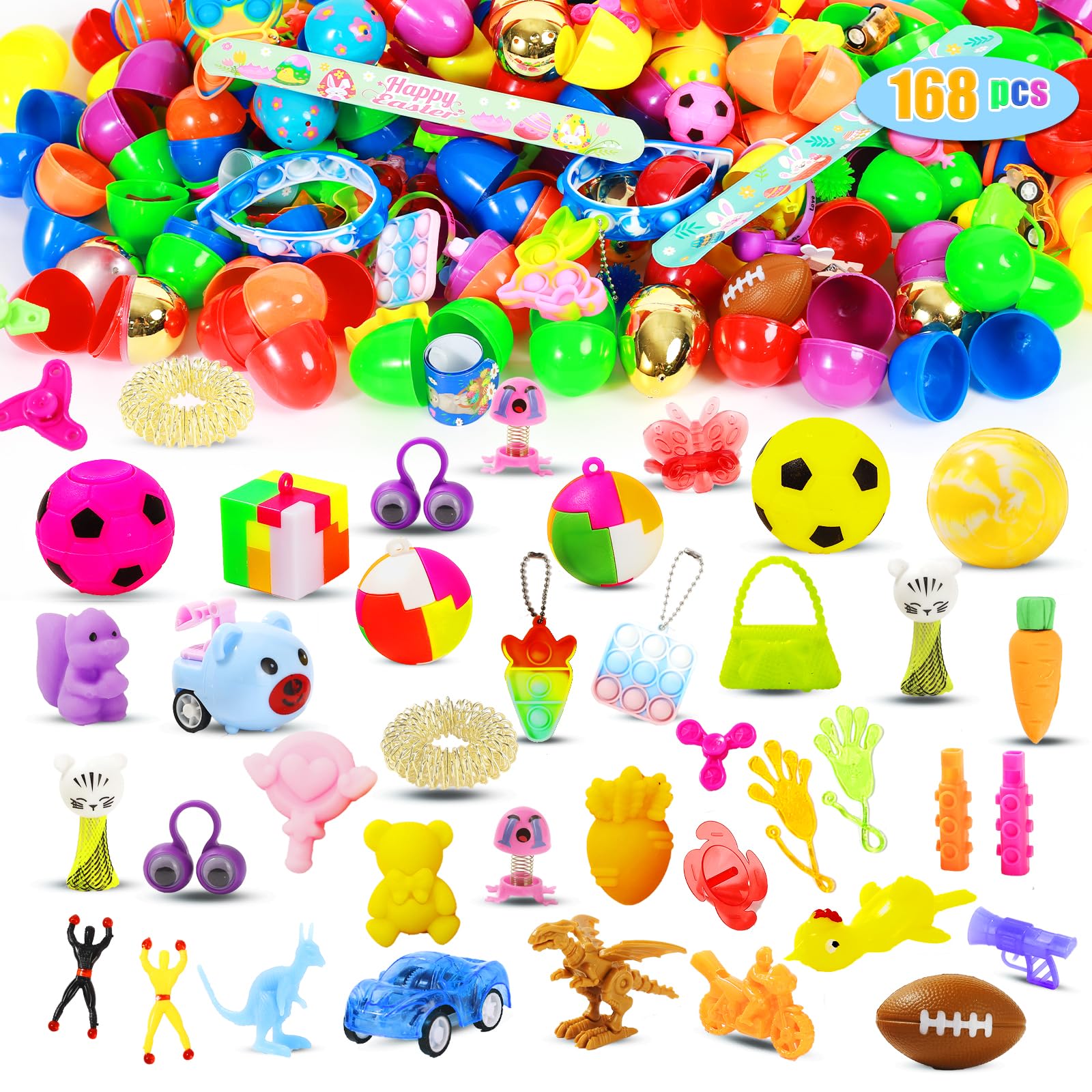 Amazon.com: SINFOX 168 Pcs Prefilled Easter Eggs with Toys Inside