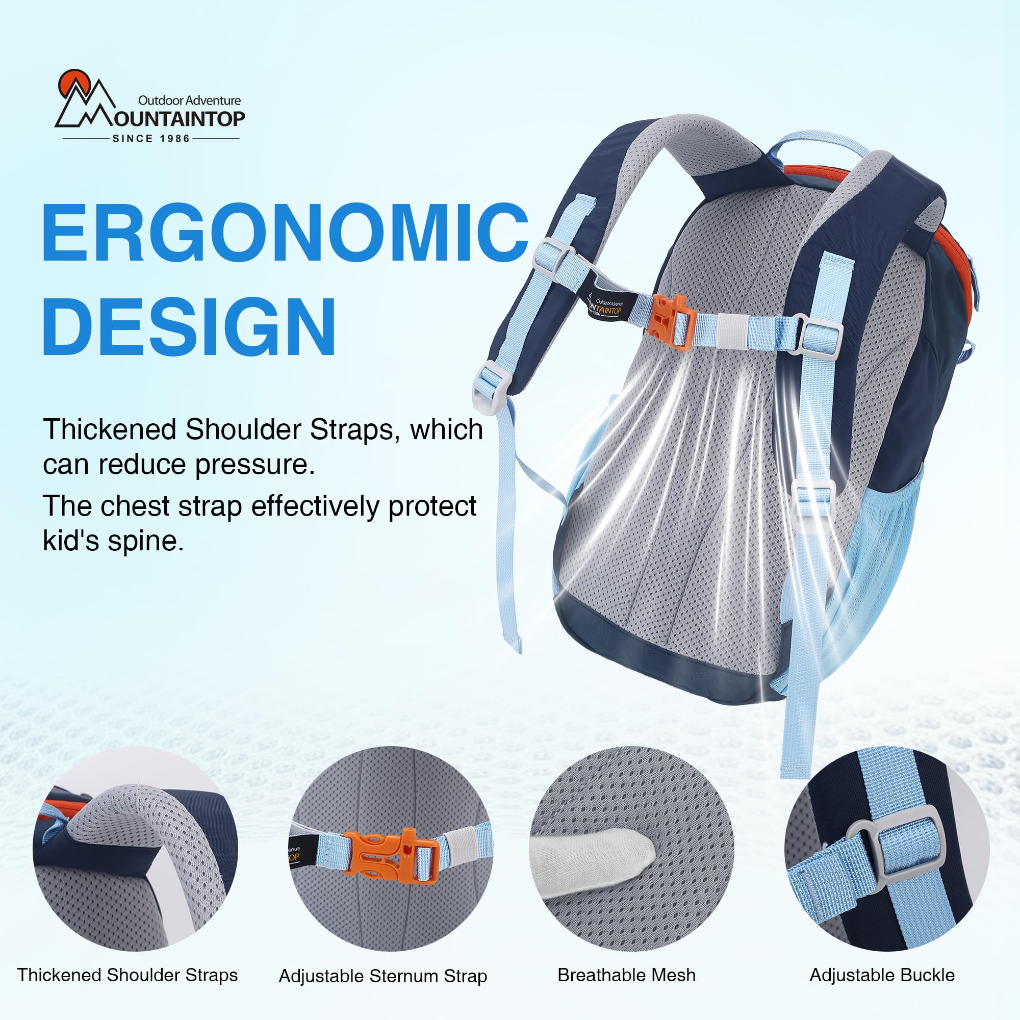 Mountaintop 8L/12L Cartable Fille Garcon Primaire Sac à Dos Enfant